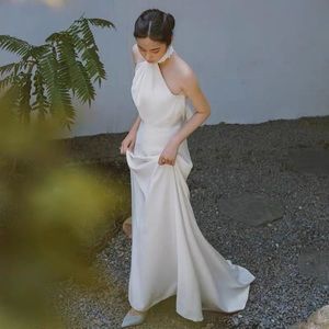 white Satin Bride Dress